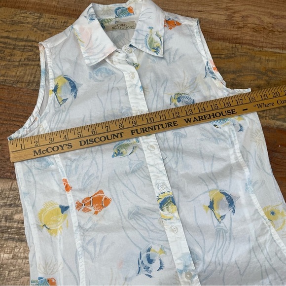 Natural Reflections Women’s Medium Sleeveless Tank fish cotton sheer - Picture 5 of 10